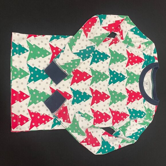 ~~ CREWCUTS Kids Sz 10 Christmas Tree PJs J.Crew Pajamas Set Sleepwear Green/Red - Picture 3 of 11